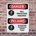 thumbnail image 4 of (2 Pack) Fall Protection Required Bilingual OSHA Danger Sign 7 Inch X 10 Inch Indoor / Outdoor Rust-Free Aluminum Metal Signs for Workplace, Workshop, and Construction Site, Made in the, 4 of 8