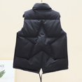 thumbnail image 6 of IROINNID Women's Puffer Vest Solid Color Sleeveless Warm Pocket Vest Coat Short Jacket Winter Turn Down Zipper Outerwear, Black, 6 of 6