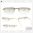 thumbnail image 2 of Bevel Lens Rimless Hustler Retro Gangster Rapper Rectangle Luxury Sunglasses Gold - Clear Mirror, 2 of 8