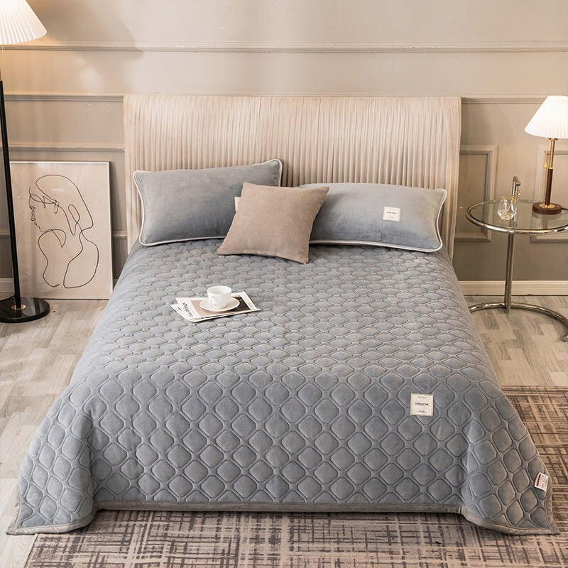 ZMLEVEGentleman Grey Soft Milk Velvet Bed Cover Quilted Bed Sheet With Blanket Bed Sheet Winter Bed Sheet Sofa Cover Bed And Bedroom Decoration Forest 1.0 Walmart