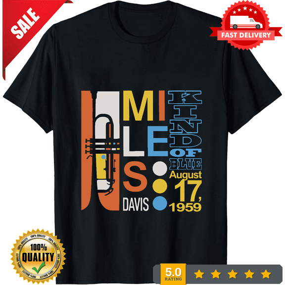 Classic Miles Davis Jazz T-Shirt Cotton Music Gift All vtg Tee Coltrane Blue Retro John, LIMITED EDITION-TH72335