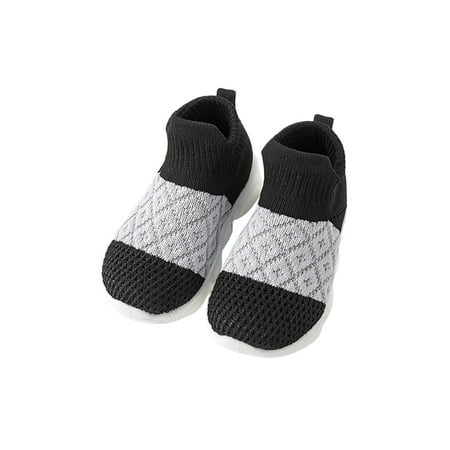 

Welliumy Girls Running Shoes Knit Upper Sock Sneakers Slip On Walking Shoe Jogging Trainers Workout Anti-Slip Sports Flats Black 7.5C
