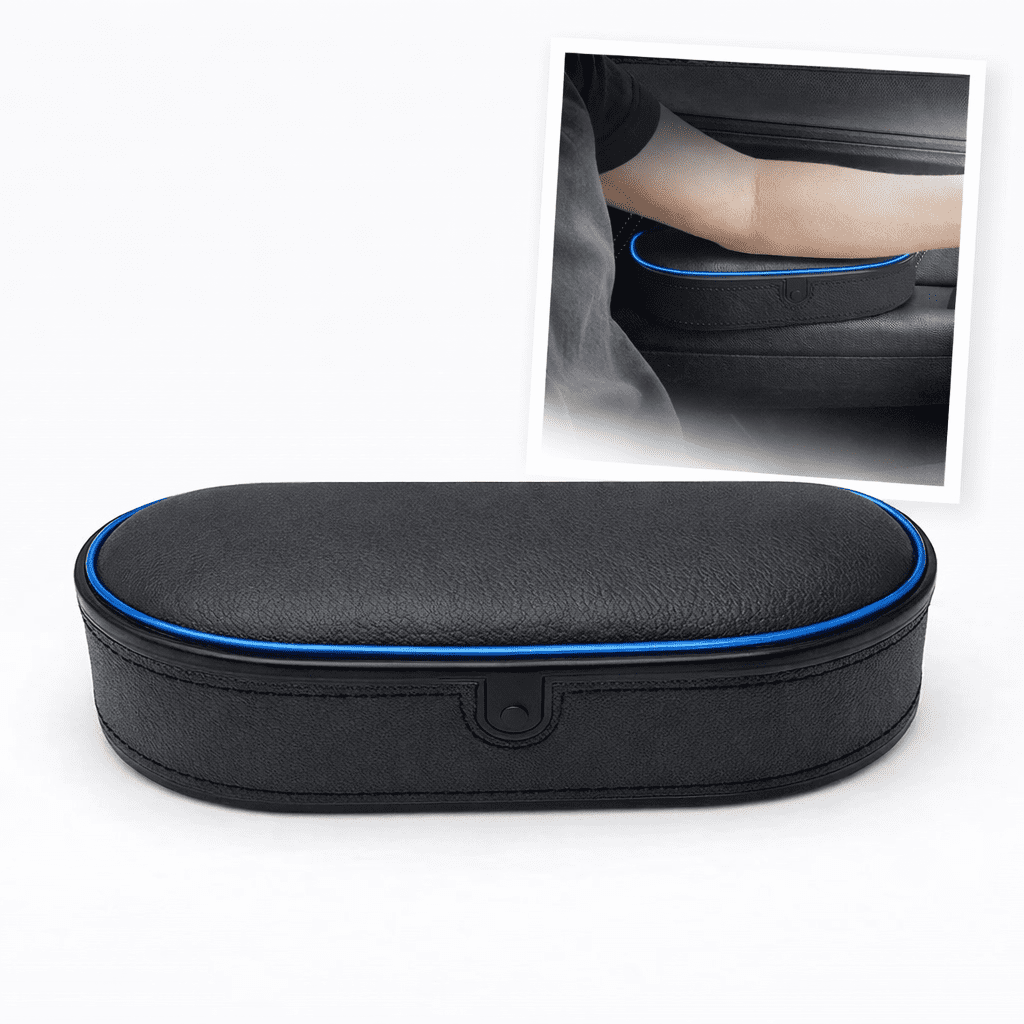 Multi-Functional Car Armrest Elbow Support - Adjustable Height Comfort Pad with Built-in Atmosphere Light - Universal Driver Side Door Armrest Extender & Organizer Box