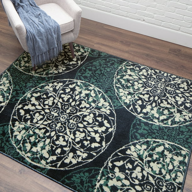 Mainstays Medallion Indoor Area Rug, Dark Blue, 8x10