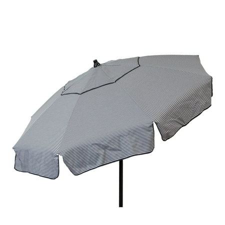 DestinationGear Euro 6' Umbrella Thin Stripe Grey and Black Beach Pole