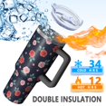 thumbnail image 5 of 40oz Pioneer Flower Floral Print Pattern Insulated Tumbler with Handle, BPA-Free Leak Proof Lid and Straws, Double Wall Vacuum, Hot 12h/Cold 34h, 5 of 6