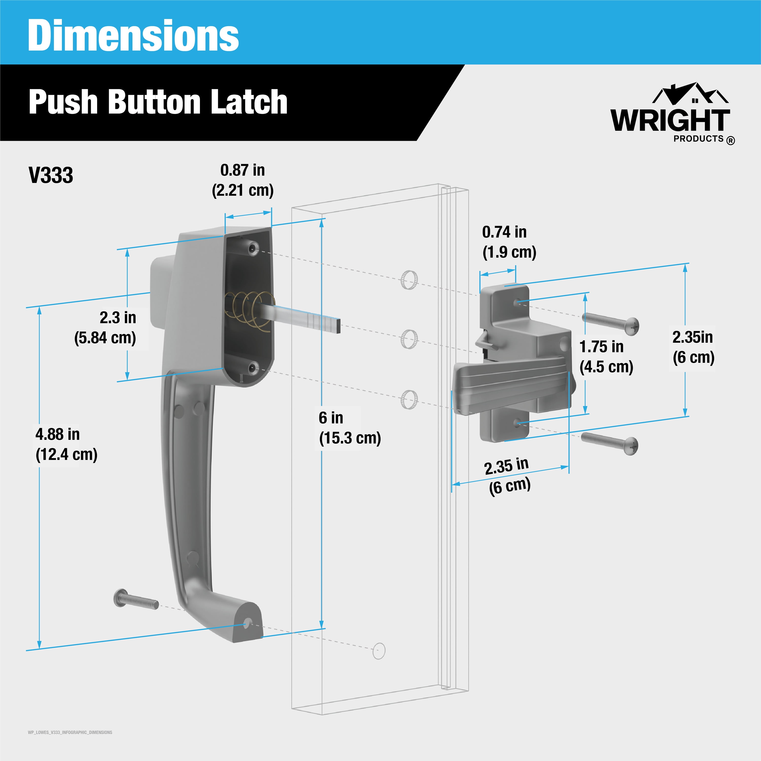 Wright Products Push-Button Screen Door Latch, Aluminum, for Out-Swinging Wood and Metal Doors