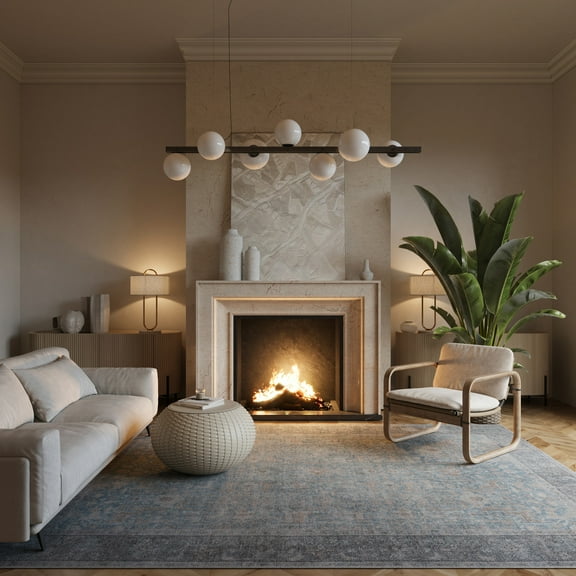 nuLOOM Meliora Vintage & Distressed Washable Rug, 7' 10" x 10', Meliora Blue