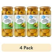 (4 pack) Great Value Stuffed Jalapeno Green Olives, 7oz Jar