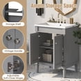 thumbnail image 3 of EUROCO 24"W x 18"D x 34"H Classical Bathroom Vanity with Top Sink,2-Tier Modern Bathroom Storage Cabinet,Wood Bathroom Vanity with Three-hole Resin Sink,Grey, 3 of 8