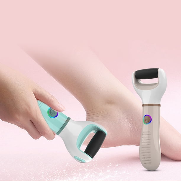 Quitacallos eléctricos recargables - Herramienta portátil de pedicura con 2 cabezas de rectificado, carga USB, rosa/verde