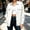 White, variant on Women's Vintage Retro Denim Button Front Cardigan Lapel Collar Long Sleeve Drop Shoulder Dual Chest Patch Pockets Washed Denim Shades for Street Matching Weekend Strolls Black XXL