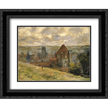 Dieppe 2x Matted 24x20 Black Ornate Framed Art Print by Monet, Claude