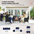 thumbnail image 3 of Outsunny 4 Pieces Wicker Patio Furniture Set with Loveseat Chairs Navy Blue, 3 of 9