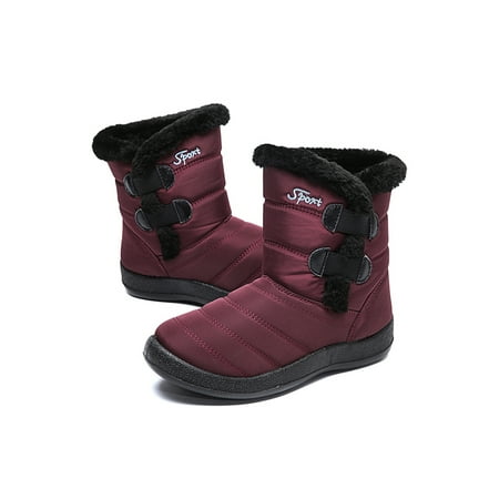 

Audeban Women s Waterproof Ankle Booties Slip On Winter High Top Snow Boots