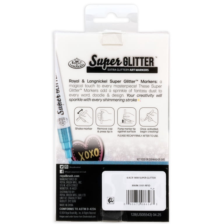 Glitter Art Markers 6-Piece Set with Fine Tips photo 2