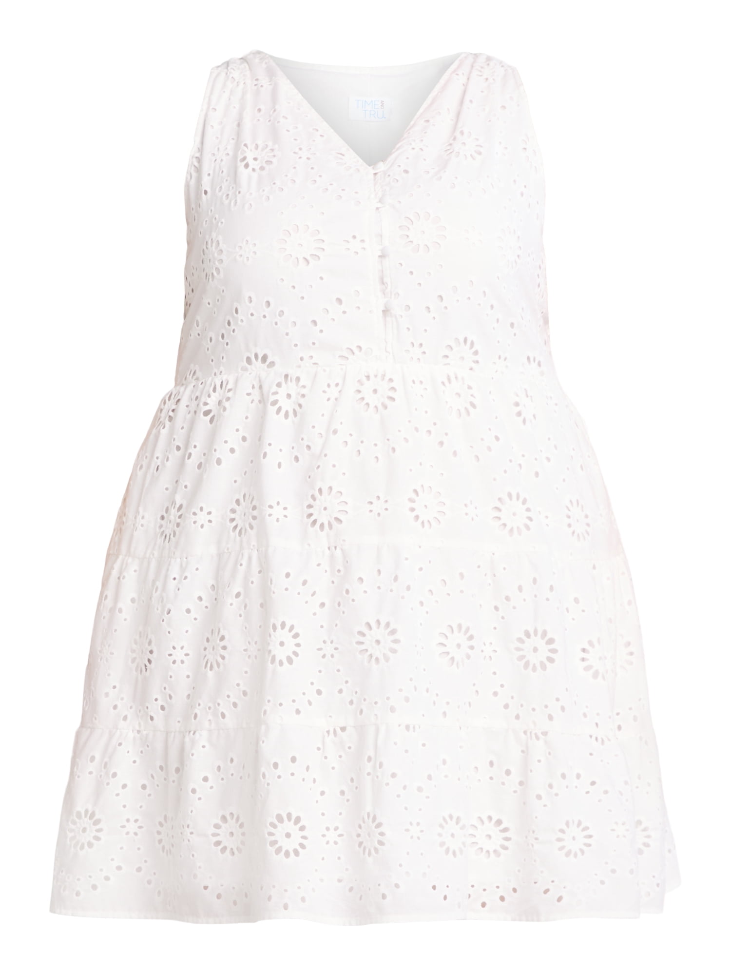 Time and Tru Women's Plus Sleeveless Eyelet Dress, Sizes 1X-4X
