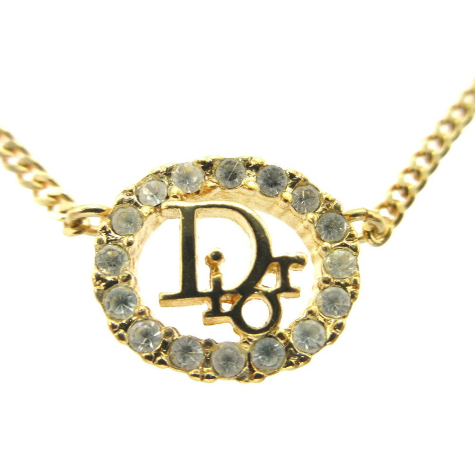 Pre-Owned Christian Dior Oval Necklace Metal Gold 0290Christian (Good)