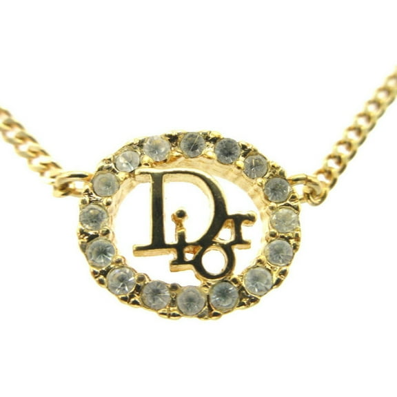 Pre-Owned Christian Dior Oval Necklace Metal Gold 0290Christian (Good)