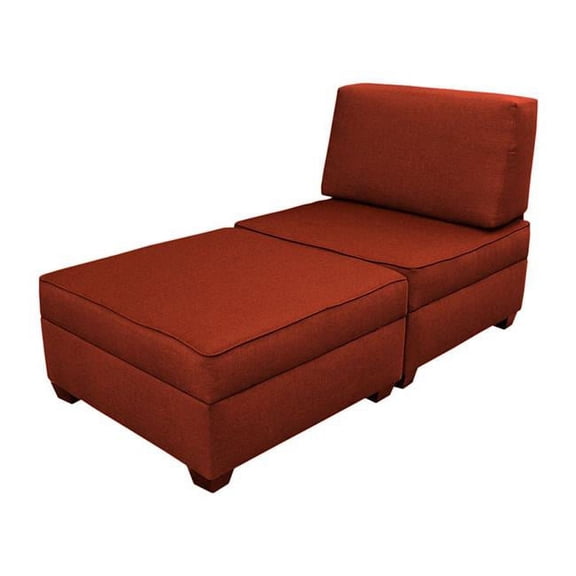 36 in. Chaise Lounge Plus 1 Storage Ottomans - Brick