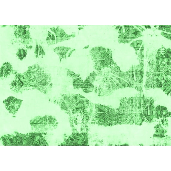 Ahgly Company Indoor Rectangle Oriental Emerald Green Modern Area Rugs, 6' x 9'
