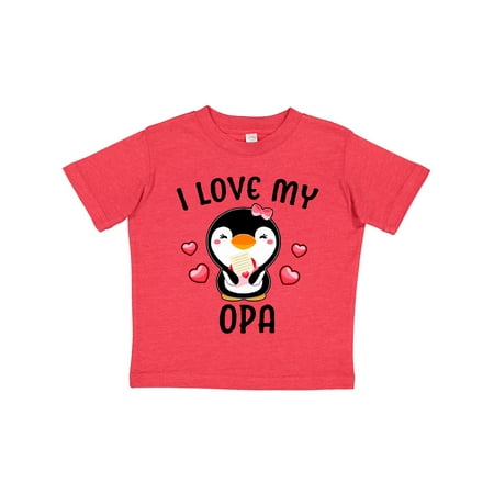 

Inktastic I Love My Opa with Cute Penguin and Hearts Gift Toddler Toddler Girl T-Shirt