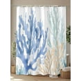 thumbnail image 4 of Fsddascl Coral Blue Green Beige Shower Curtain Set - 66" x 72" Washable Bathtub Curtain with 12 Hooks, Summer Coastal Ocean Plant Waterproof Fabric Stall Shower Curtains for Bathroom/Bathtub Décor, 4 of 6