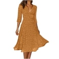 thumbnail image 1 of knqrhpse Robes d'Été pour Femmes, Robes Décontractées, Robes Midi Femmes Robe Décontractée Été Automne Robe Imprimé à Pois Manches Courtes Lacets Robe Robes pour Femmes Robe Décontractée Jaune TTG, 1 of 8