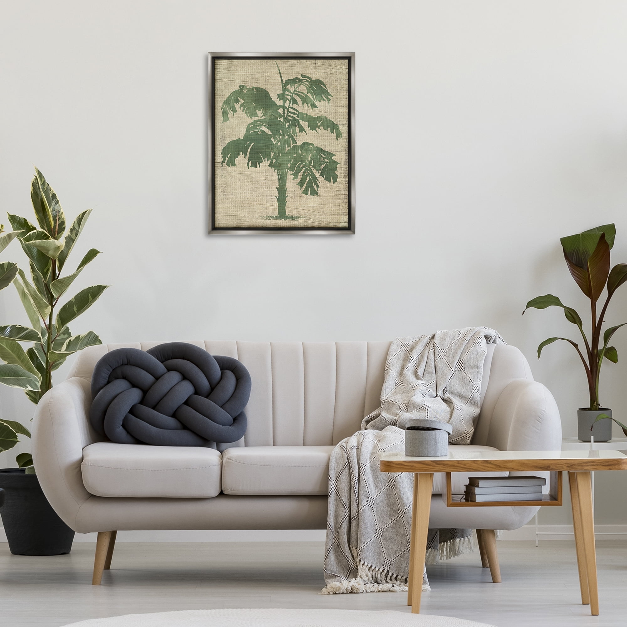 Stupell Industries Vintage Plant Silhouette Plants & Flowers Painting Gray Floater Framed Canvas Art Print Wall Art, 25 x 31