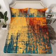thumbnail image 2 of Manfei Vintage Batik Aesthetic Full Size Sheets,Retro Abstract Watercolor Bed Sheets,Teal Orange Sheet Sets For Kids,Super Cozy Room Decor,4-Piece, 2 of 7