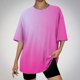 thumbnail image 2 of Tops Cortos para Mujeres, Gradiente Cuello Redondo Gota Hombro Camiseta de Manga Corta Top Casual Hecha de 95% Poliéster 5% Elastano, Camisetas Casuales para Mujer, 2 of 3