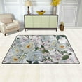 thumbnail image 2 of SKYSONIC 36x24in Watercolor Flowers Rose Area Rug, White Peach Blossom Non-Slip Floor Carpet for Indoor Living Dining Room Bedroom, 2 of 7
