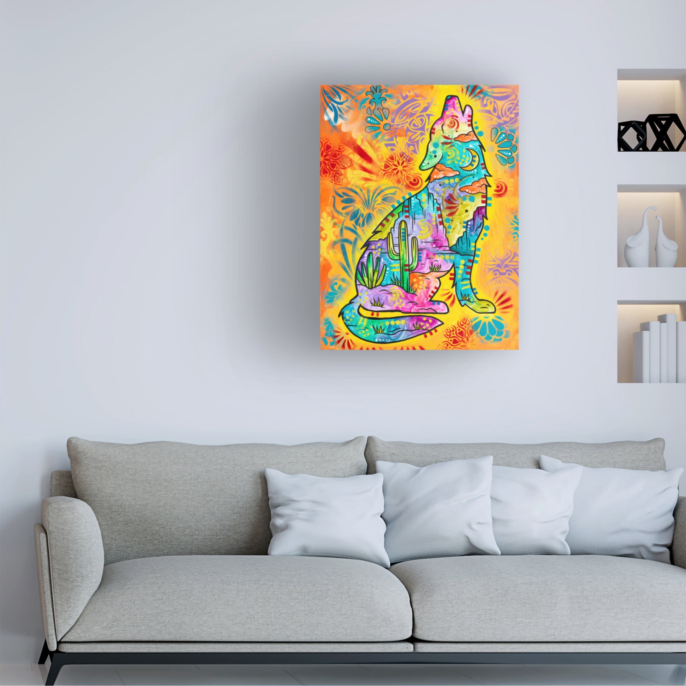 Canvas Wall Art - Dean Russo- Exclusive 'Coyote Howl' Wall Art for Living Room, Bedroom, or Office Décor by Trademark Fine Art - 14 x 19 Inches