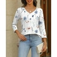 thumbnail image 5 of Weardear Womens V Neck 3/4 Sleeve Dressy Blouses Casual Loose Fit Tunic Tops Boho Business Blouses, 5 of 7