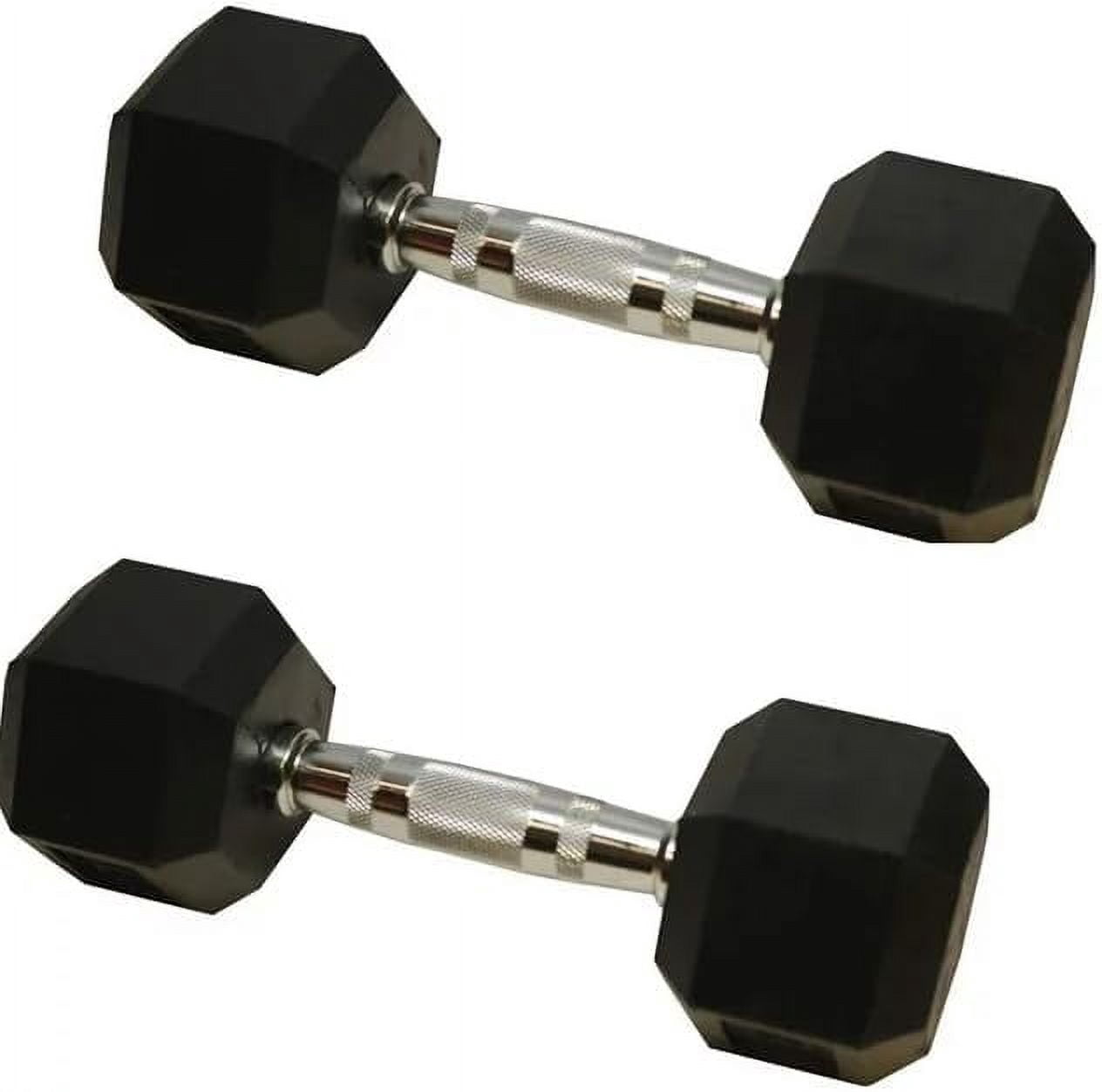 Barbell Rubber encased Hex Dumbbell Weights with Metal Handles for Strength Training, Full Body Workout. Sold as a Pairs,8