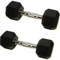 thumbnail image 4 of Barbell Rubber encased Hex Dumbbell Weights with Metal Handles for Strength Training, Full Body Workout. Sold as a Pairs, 4 of 5