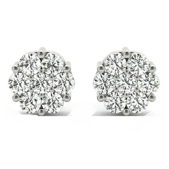 Diamond Earring Studs For Women 1.0 Carat Lab Created Brilliant Round 14 Diamonds Studs (E-F VS2-SI1 ) In 14K Solid Rose White Yellow Gold