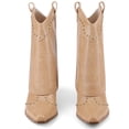 thumbnail image 4 of RONILURN Women's Foldable Cowboy Ankle Boots Pointed Toe Chunky Heel Slip On Rivets Western Boots, 4 of 12