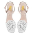 thumbnail image 4 of FSJ Women Open Toe Flower Sandals Ankle Buckle Strap Stiletto High Heels Charming Dressy Bridal Shoes Size 16 White, 4 of 6