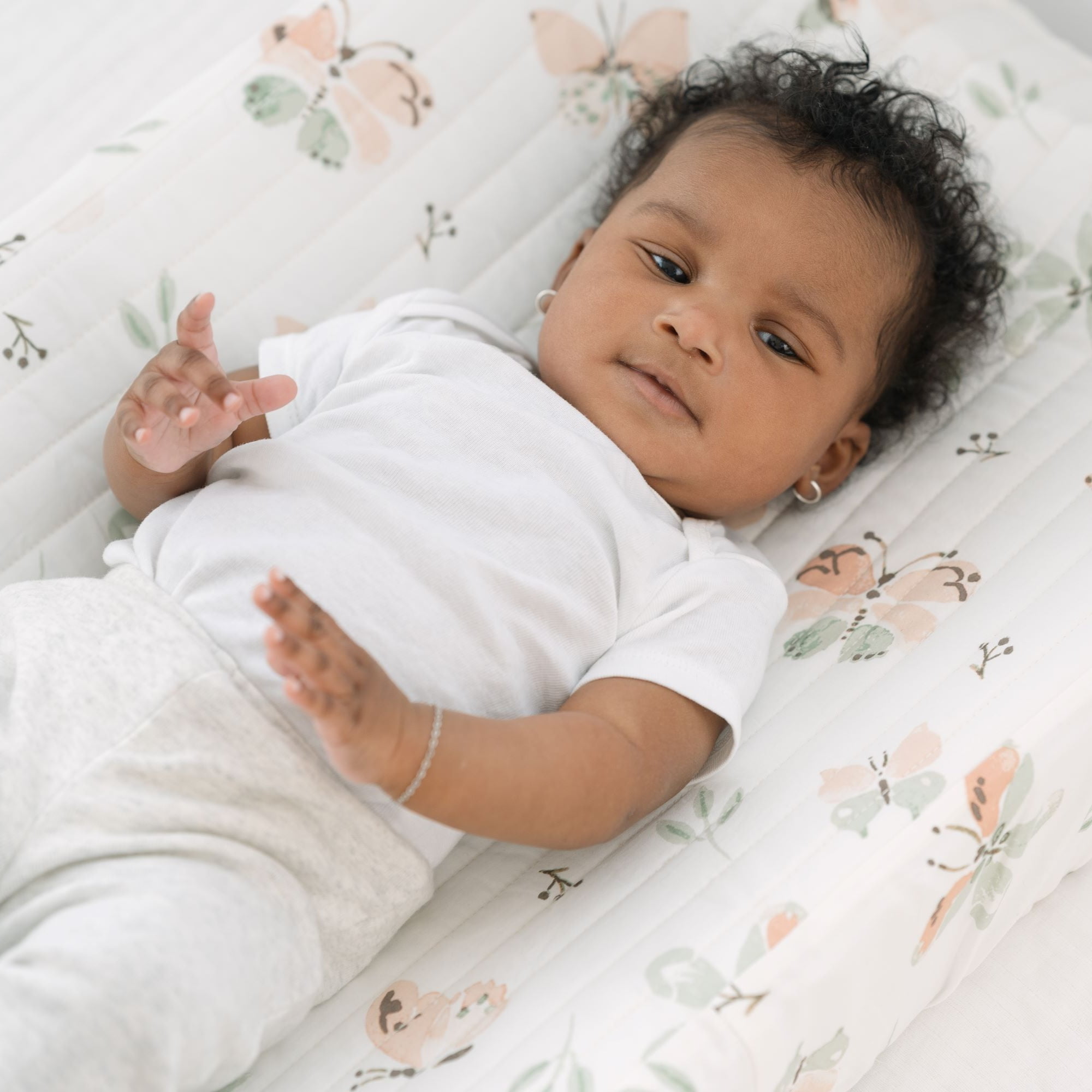 Crane Baby Changing Pad Cover, 100% Cotton Sateen Exterior Change Pad Cover, Butterfly, 16" x 32", Fitted Changing Pad Covers, Changing Table Pad Cover For Nursery, Baby Registry or Shower Gift