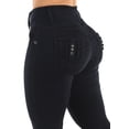 thumbnail image 5 of Moda Xpress Women's Junior Butt Lifting High Waisted Black Stretch Bootcut Jeans 11043K, 5 of 5