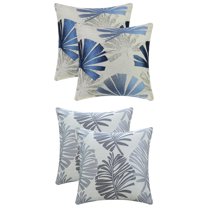 Unique Bargains 4 Pcs Leaves Pattern Throw Pillow Covers 18" x 18" Blue/Grey