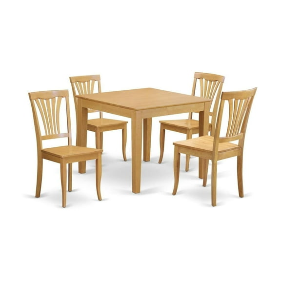HomeStock 5 Piece Dining Set Includes a Square Dinner Table and 4 Kitchen Dining Chairs, 36x36 Inch in Oak