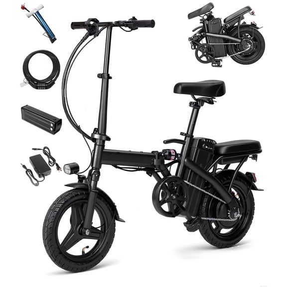 14" Foldable Electric Bike for Adults, Commuter E-Bike with 500W Peak Motor, 36V 12Ah Removable Battery, 20 MPH 32 Miles Range,UL 2849