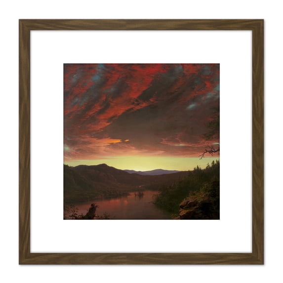 Church Twilight In The Wilderness 8X8 Inch Square Wooden Framed Wall Art Print Picture with Mount