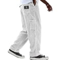 thumbnail image 4 of vdgthytj Mens Casual Pants Straight Leg Loose Fitted Ribbed Fall Winter Loungewear Corduroy Trousers with Pockets(X-Large,White), 4 of 6
