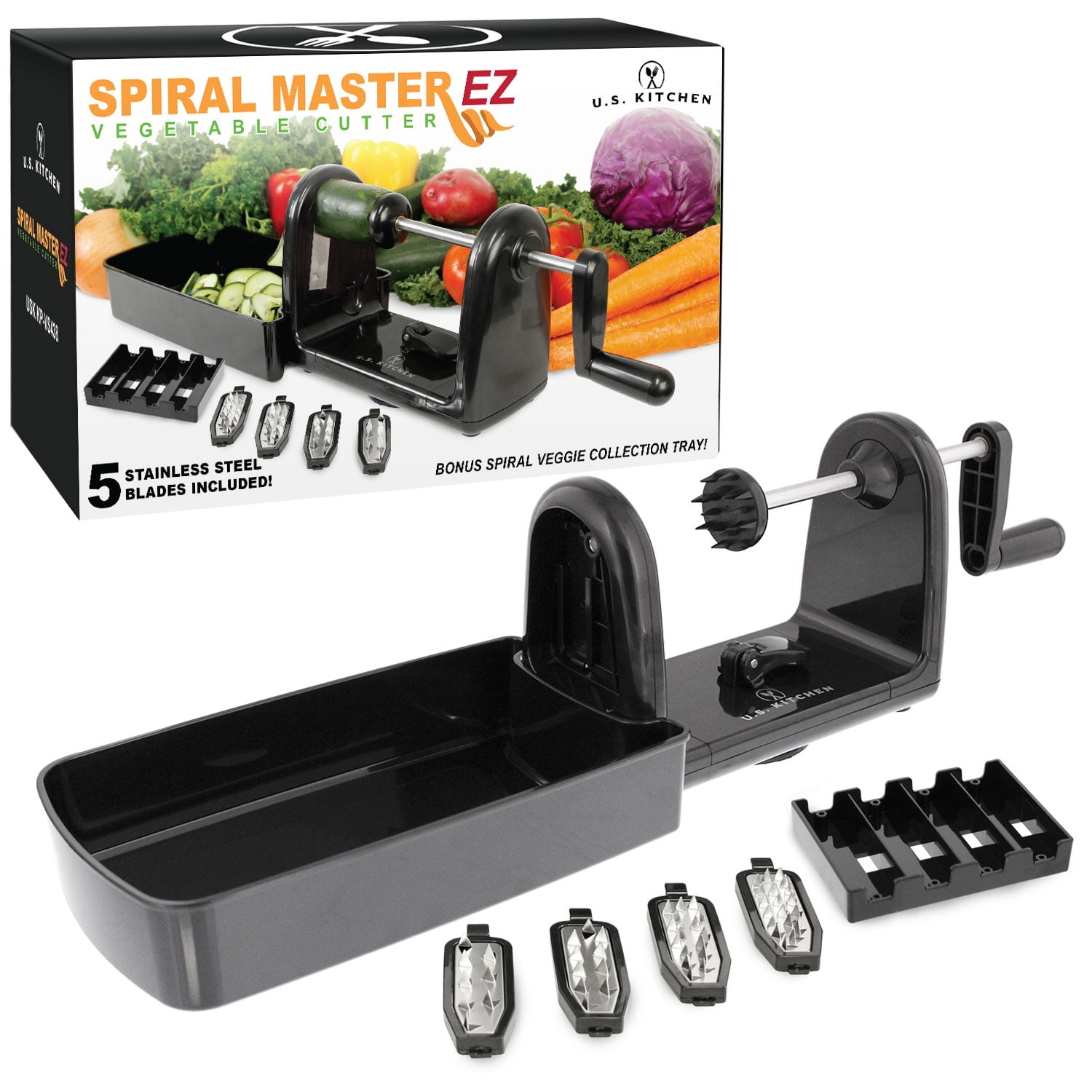 U.S. Kitchen Supply Spiral Master EZ Vegetable Cutter with 5 Versatile