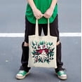 thumbnail image 4 of CLEAN & FRESH Canvas Tote Bag - Stylish Reusable Shopping Bag with Green Leaves & Red Berries Design Perfect for Parties Travel & Everyday Use, 4 of 6