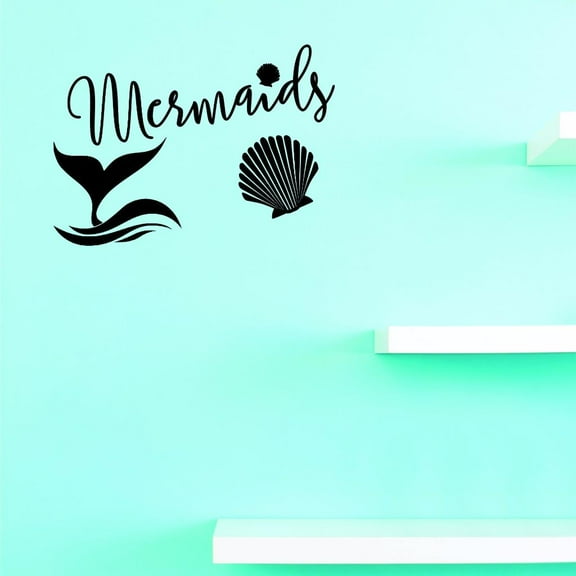 Custom Decals Mermaids Wall Art Size: 18 X 18 Inches Color: Black