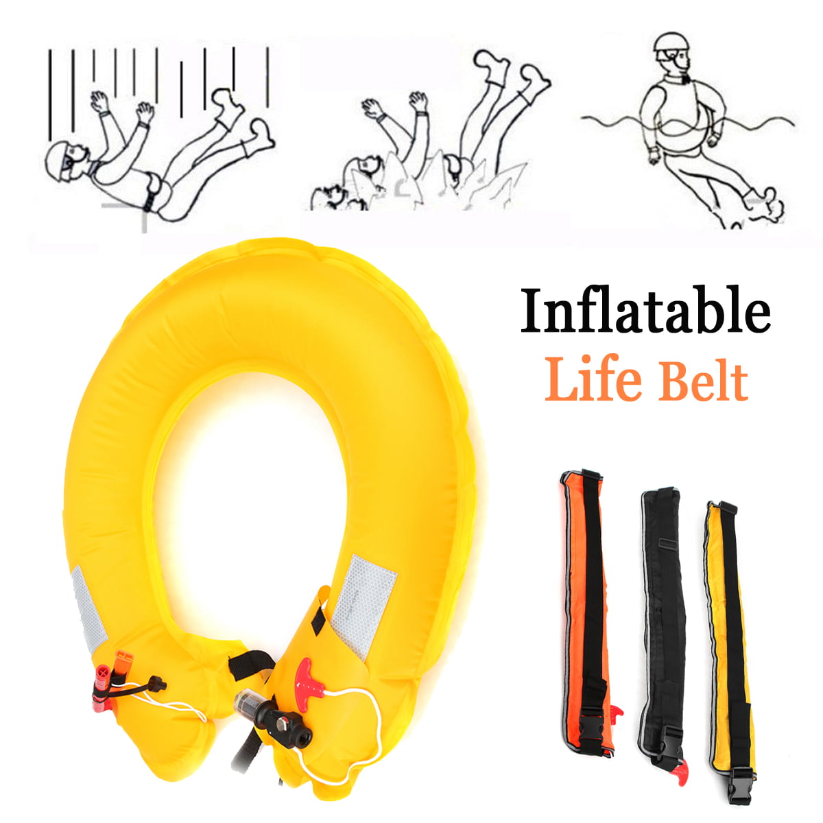 Auto/Manual Inflatable Belt Waist Life Jacket Ring PFD Sailing Boating     A 